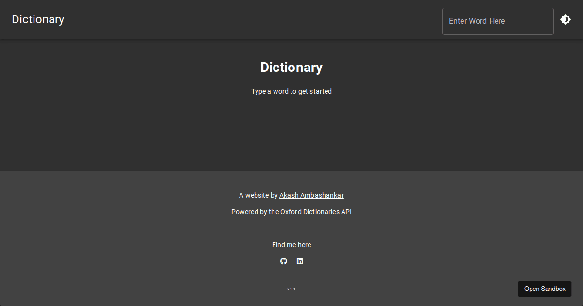 dictionary website - Codesandbox