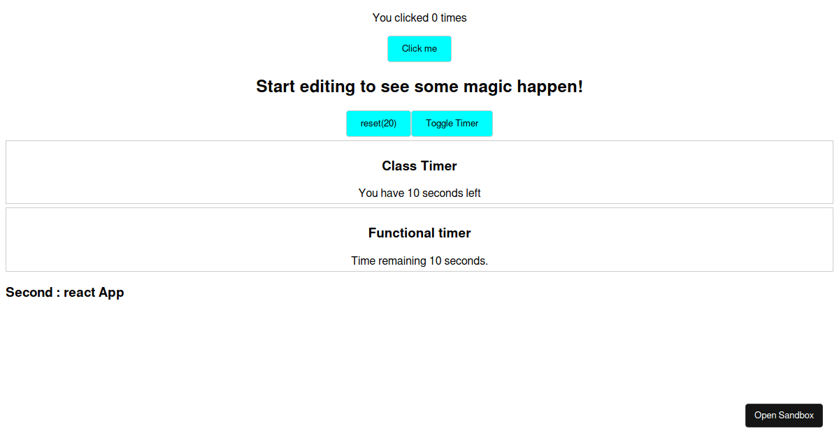 ReactTimer Codesandbox
