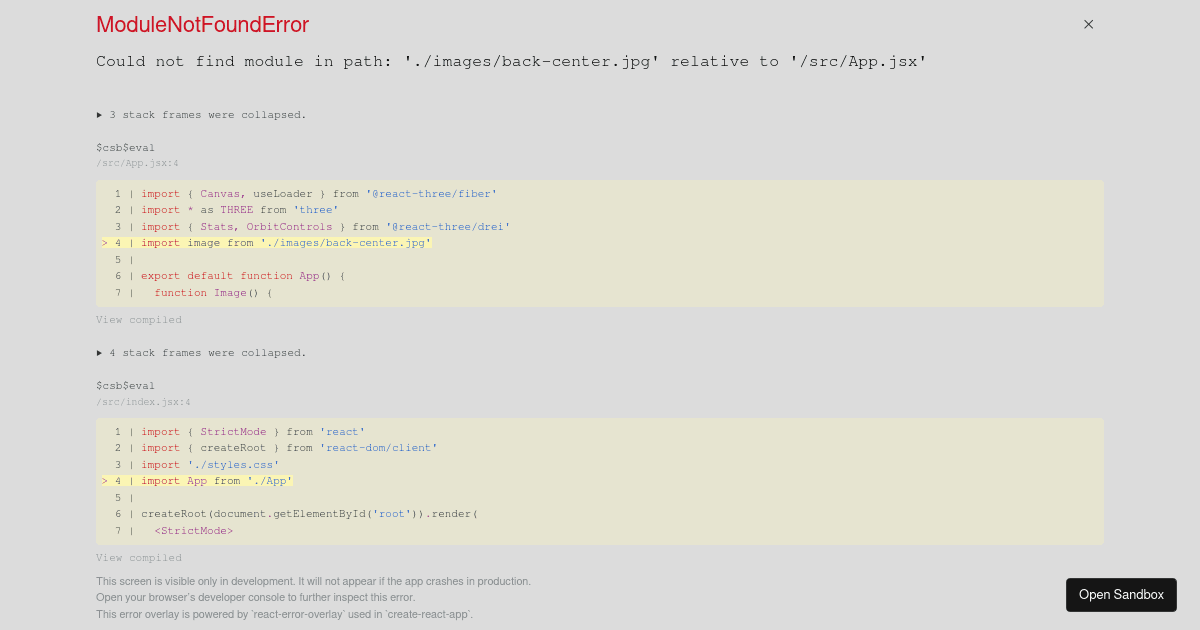 React Three Fiber Scene Test - Codesandbox