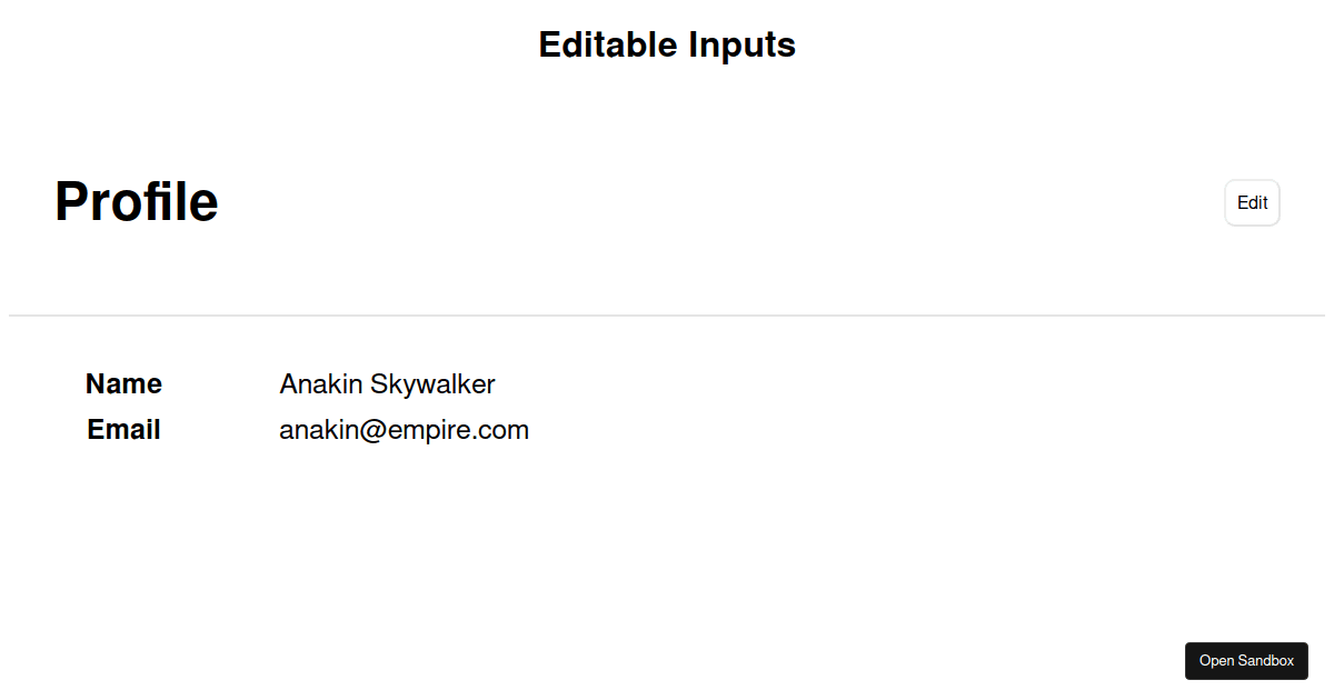 Editable Inputs - Codesandbox