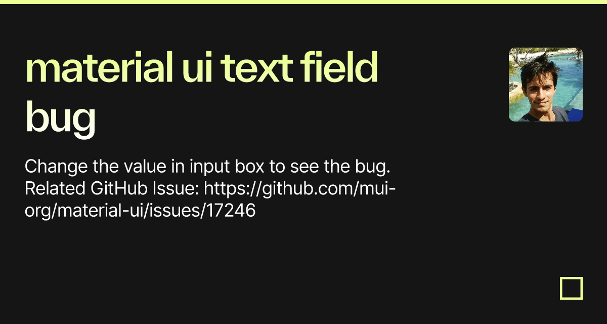 material ui text field bug - Codesandbox