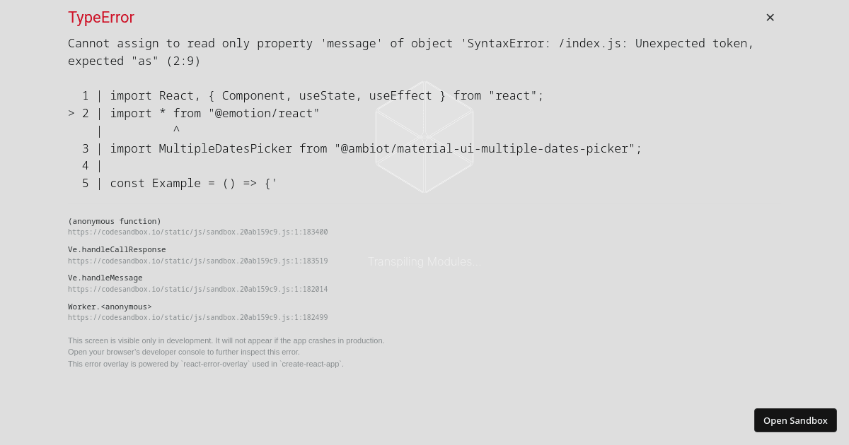 React Multiple Datepicker (forked) - Codesandbox