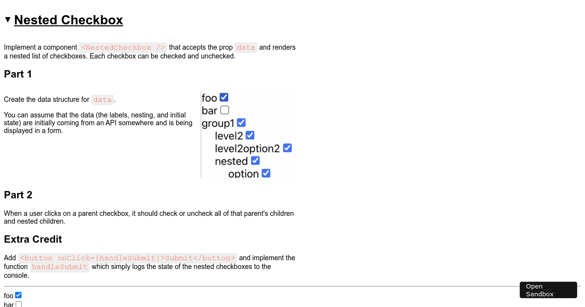 Nested Checkbox (forked) - Codesandbox