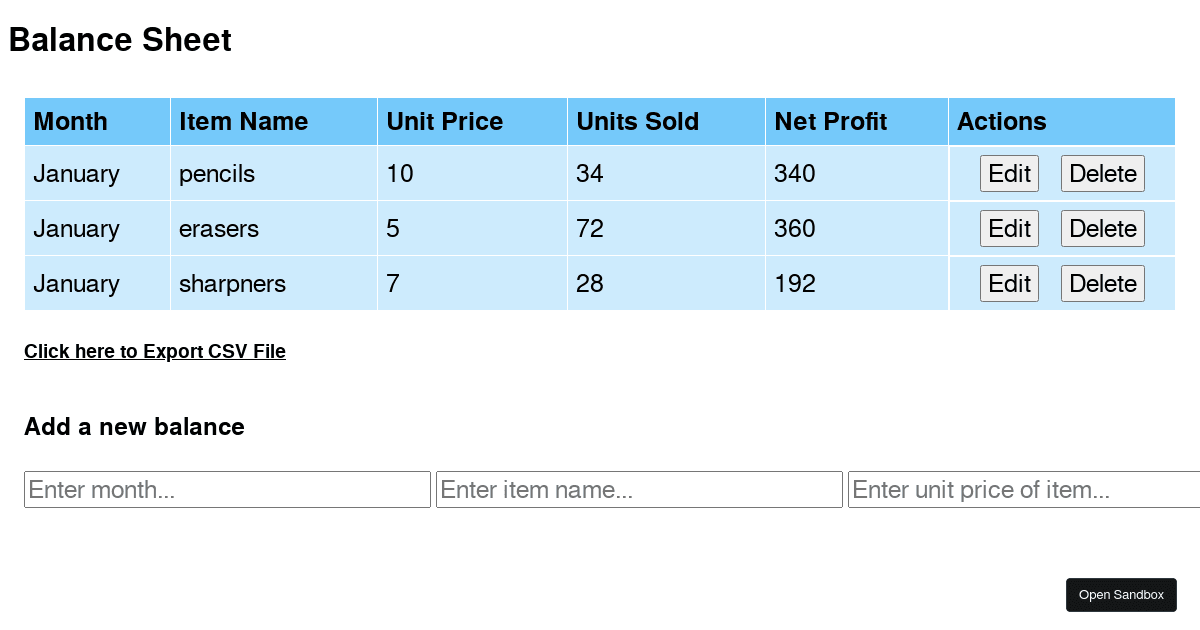 balance-sheet - Codesandbox