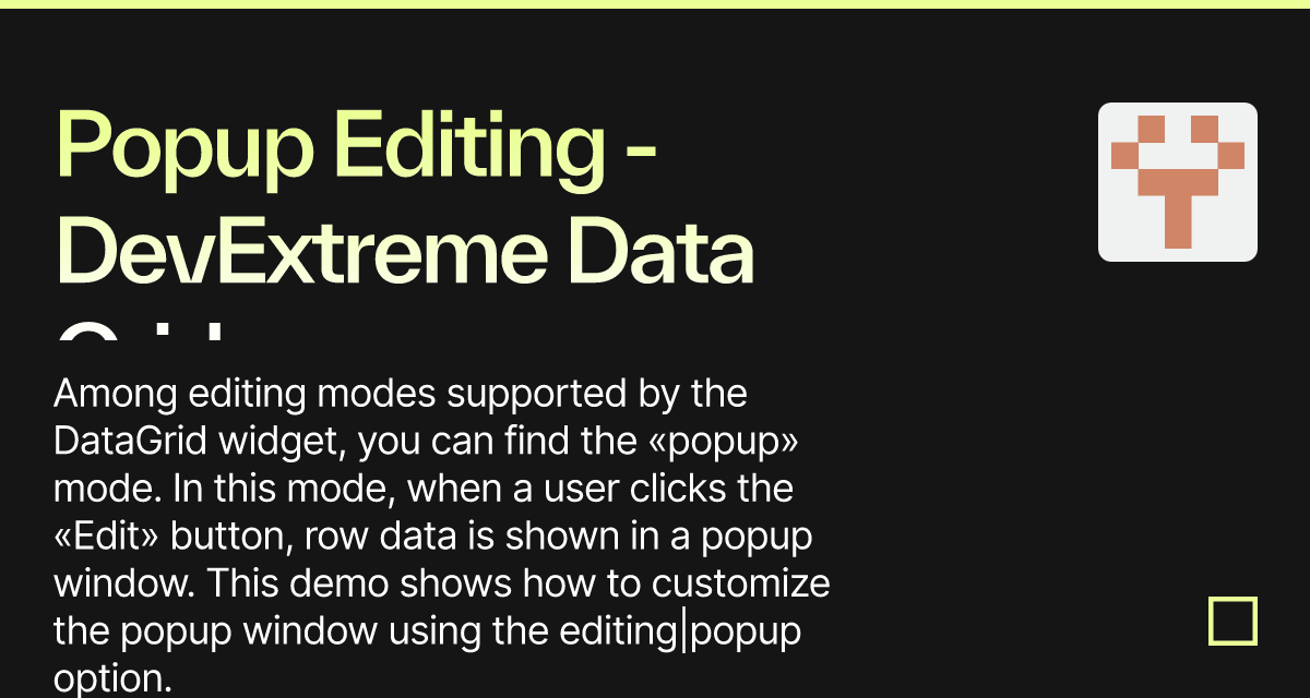Popup Editing - DevExtreme Data Grid - Codesandbox