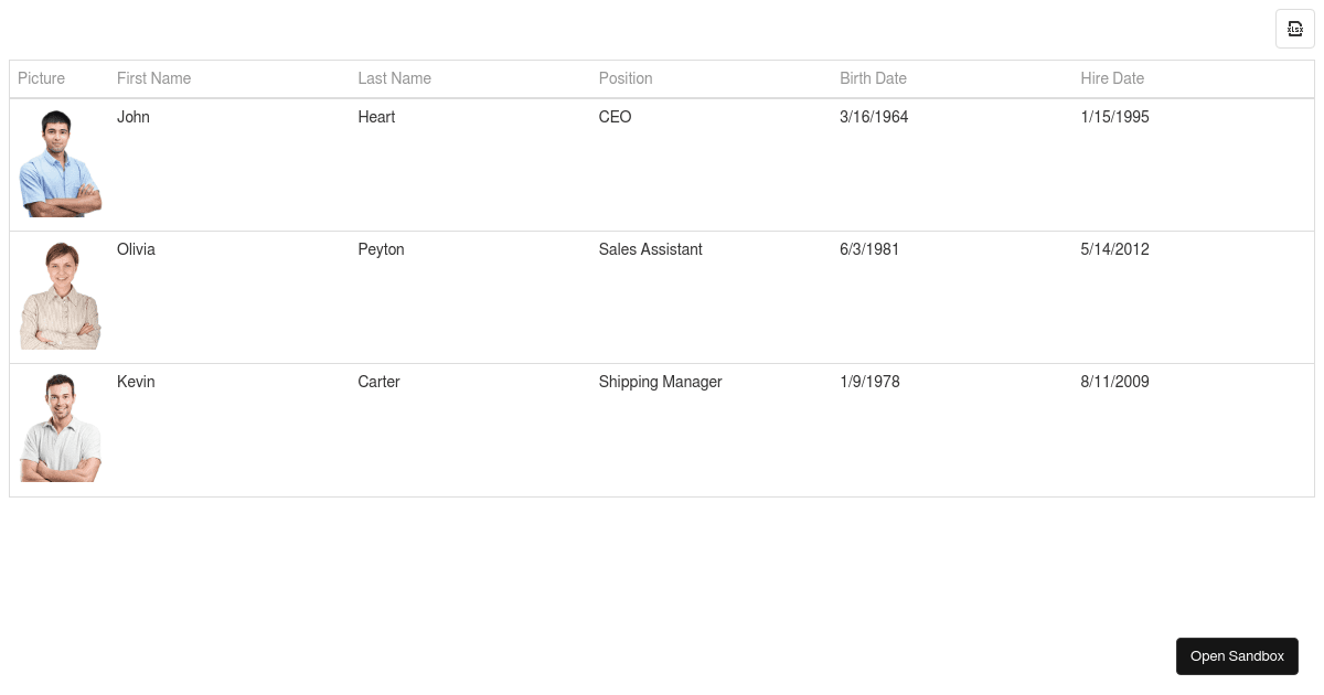 Export Images - DevExtreme Data Grid - Codesandbox