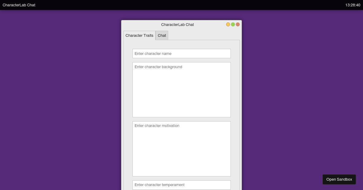 CharacterLab.ai Chat Window (forked) - Codesandbox