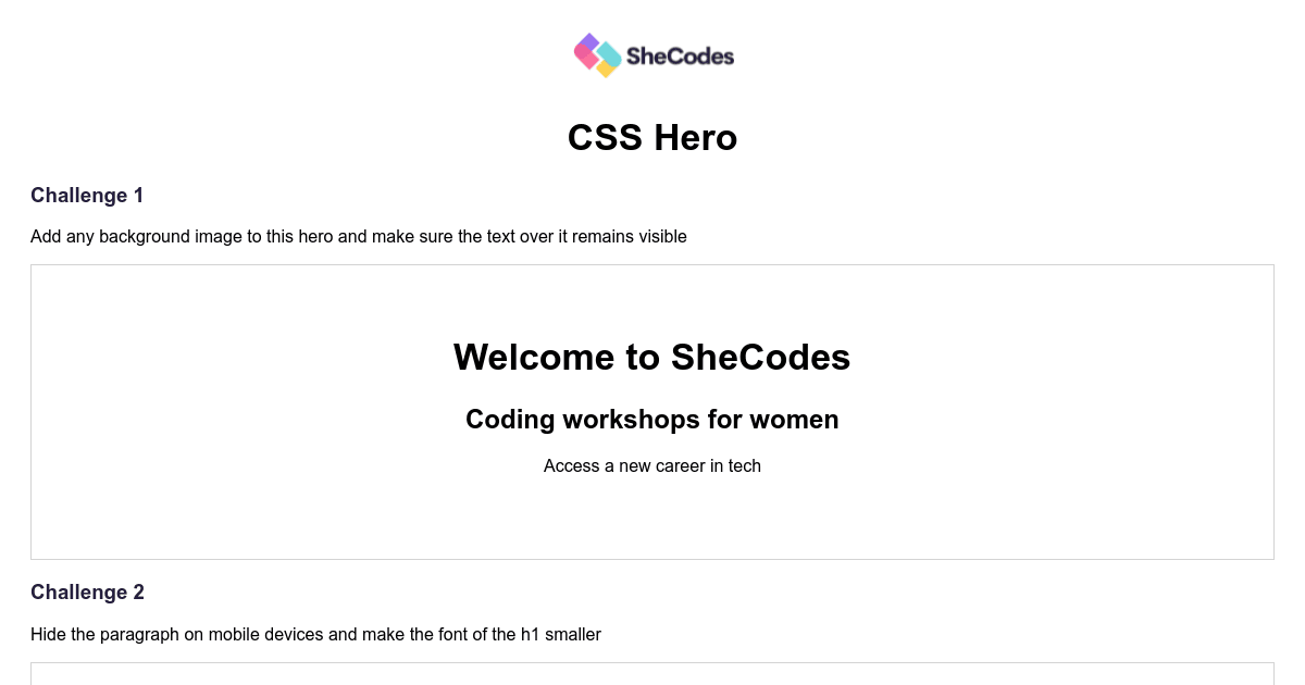 CSS Hero / Challenge - Codesandbox