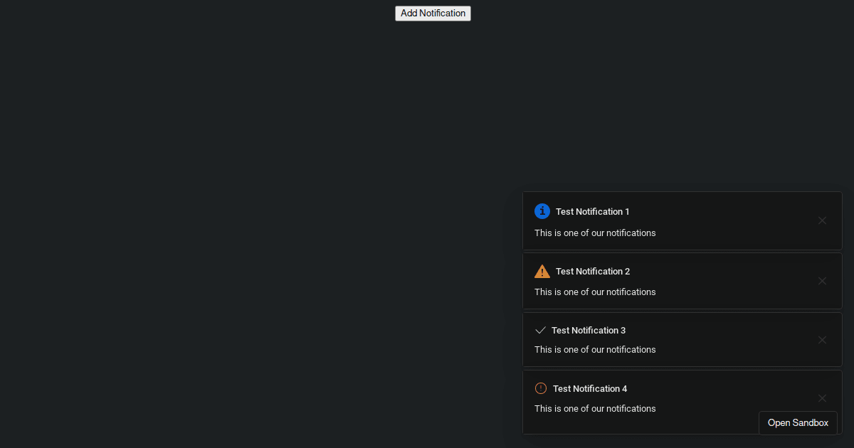 Notifications Test Codesandbox