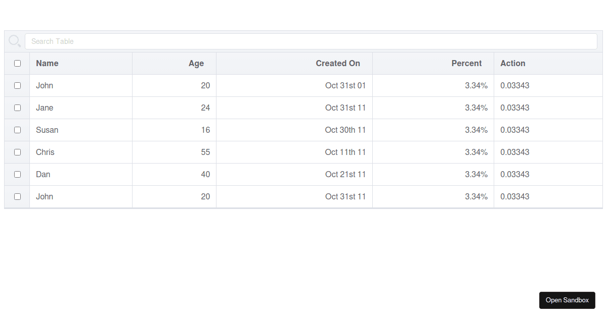 Vue Datatable - Codesandbox