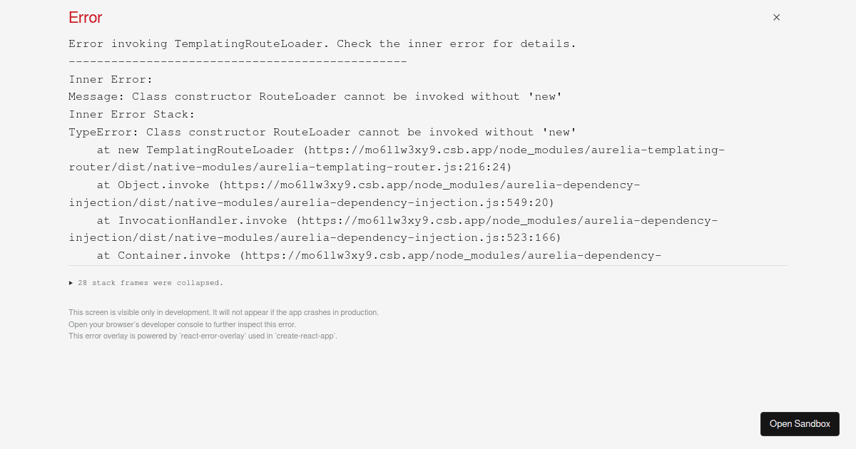 Aurelia Router Demo Codesandbox