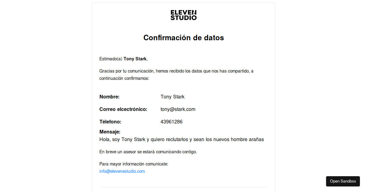 EMAIL TEMPLATE - Codesandbox