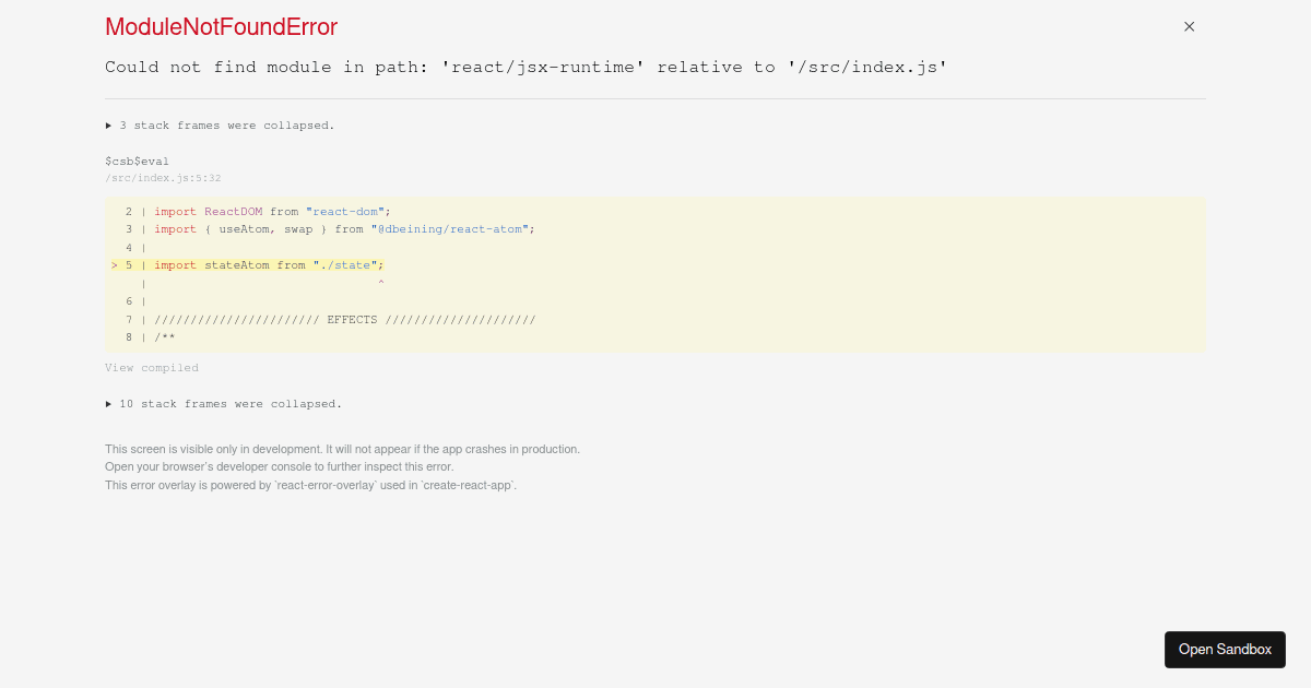 react-atom JS Demo - Codesandbox