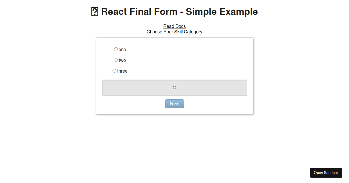 🏁 React Final Form - Simple Example - Codesandbox