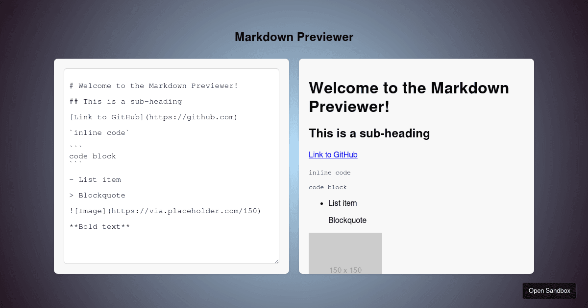 Markdown Previewer - Codesandbox