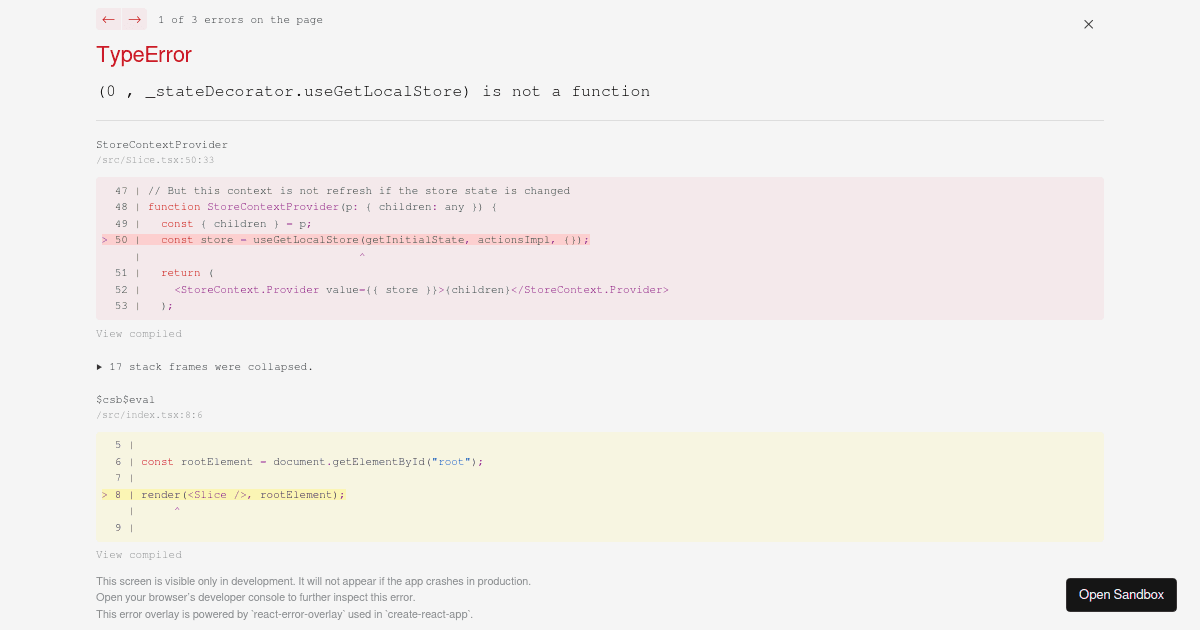 Local state slices V6 - Codesandbox