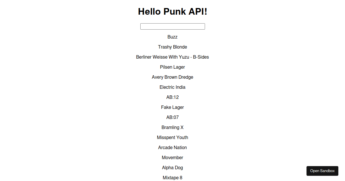 Punk API - Codesandbox
