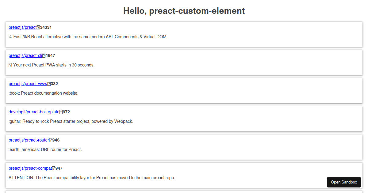 Hello Preact Custom Element Codesandbox 3397