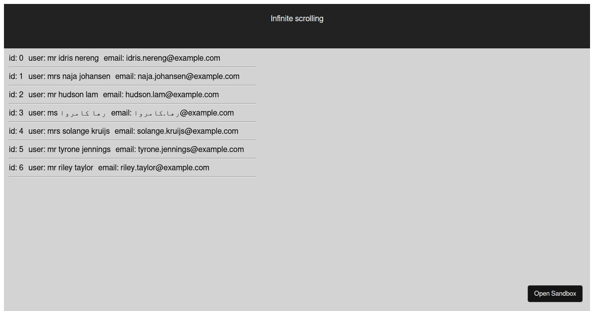 react virtualized / Table / Infinite Scrolling - Codesandbox