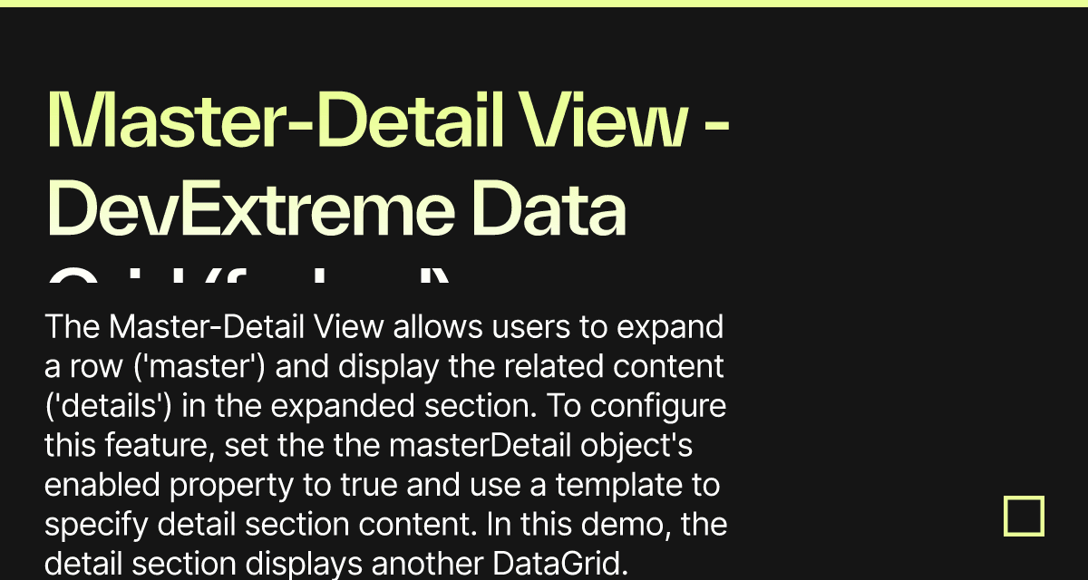 Master-Detail View - DevExtreme Data Grid (forked) - Codesandbox