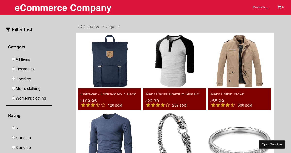 ecommerce - Codesandbox