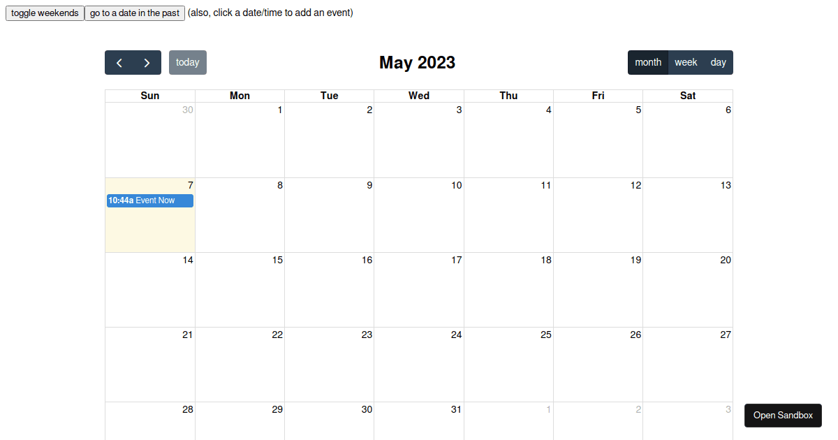 FullCalendar Vue - Codesandbox
