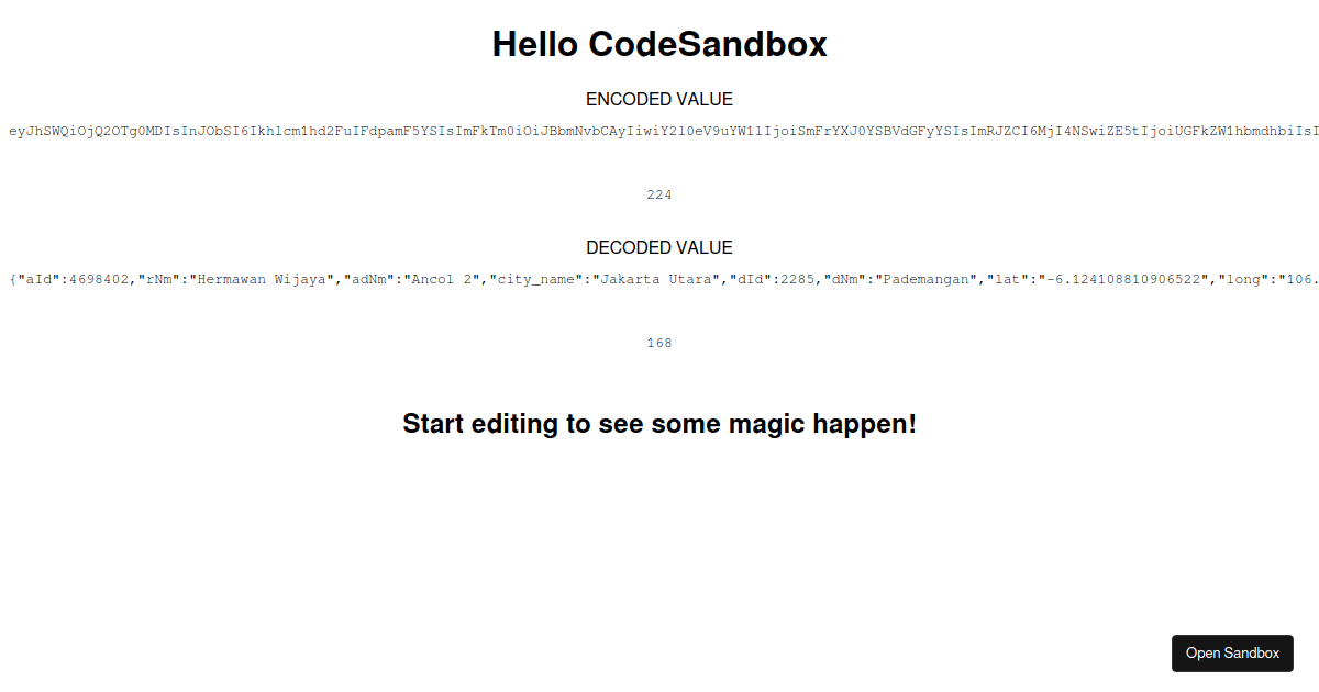 jsbase64 Codesandbox