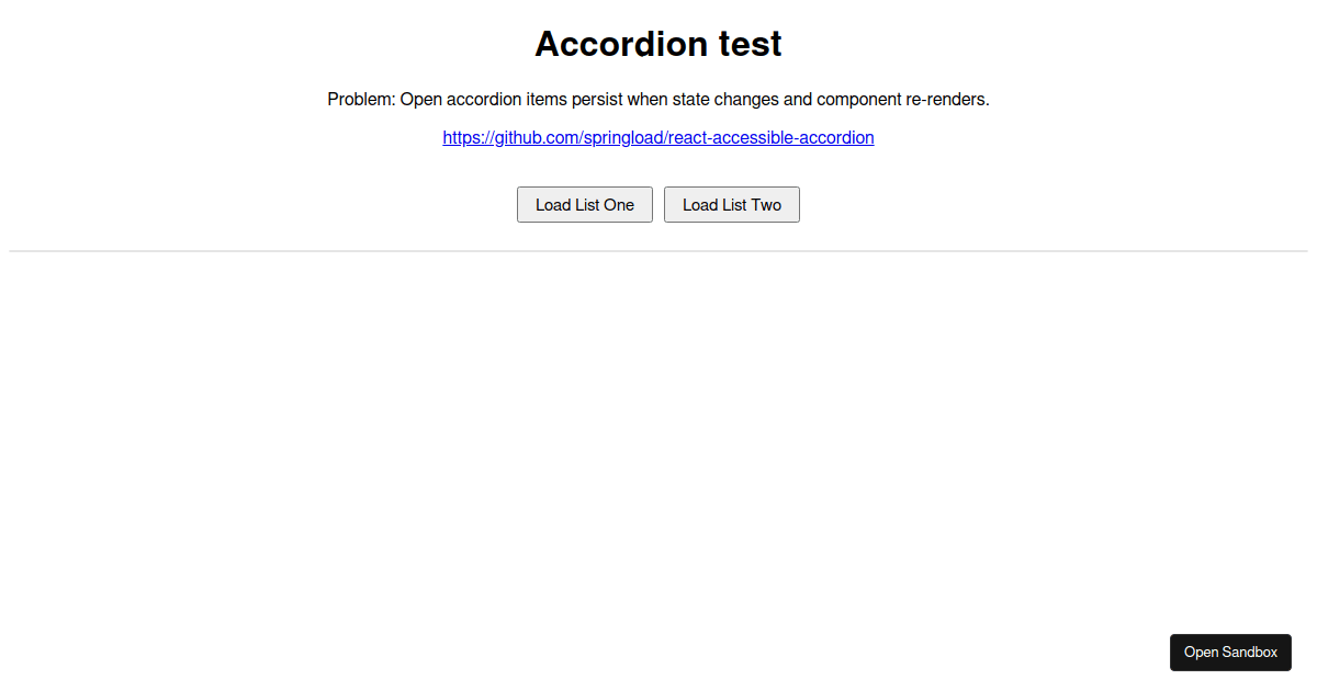 Accordion test - Codesandbox