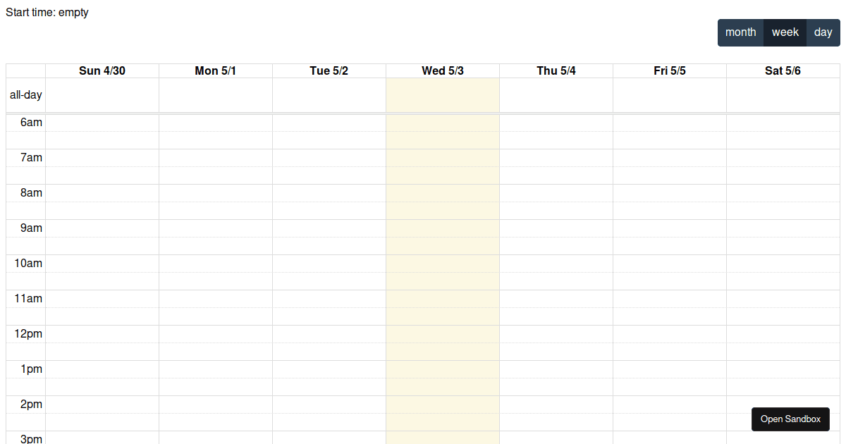Fullcalendar - functional 4.3.0 - Codesandbox