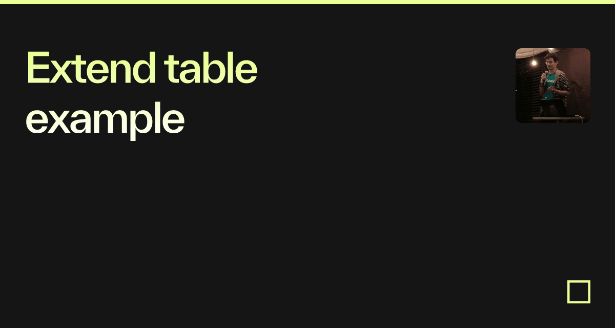 Extend table example Codesandbox