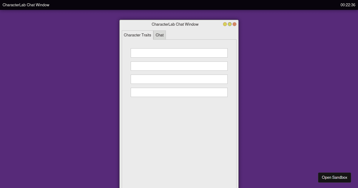 CharacterLab.ai Chat Window - Codesandbox