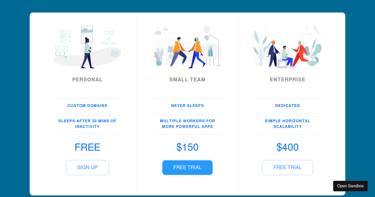 PRICING PANEL - Codesandbox