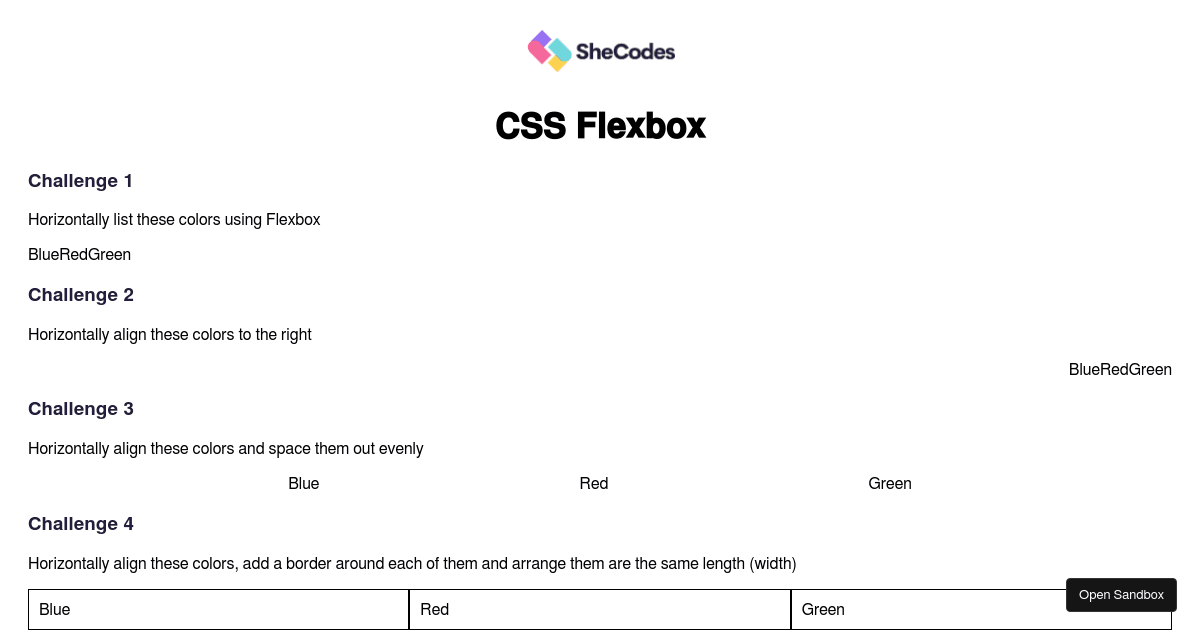 CSS Flexbox - Challenge (forked) - Codesandbox