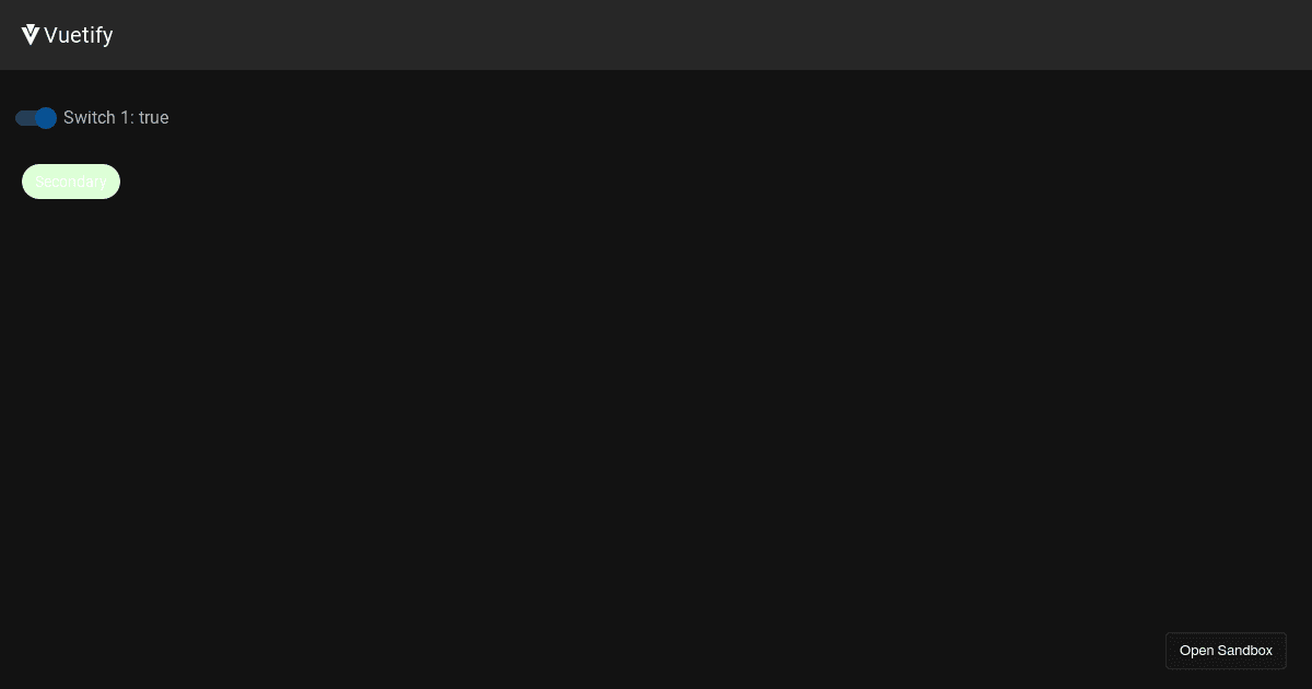 Vuetify 2.X Custom Dark Mode Color - Codesandbox