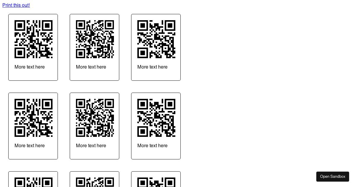 Spike - qr code + print out - Codesandbox