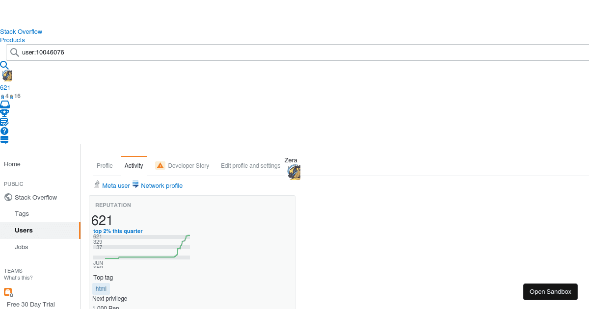 Example saved reviews tab - Codesandbox