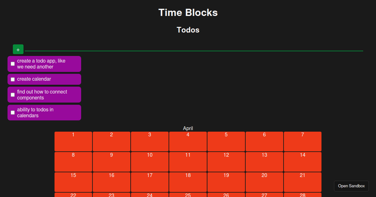 Calendar and Task Work - Codesandbox