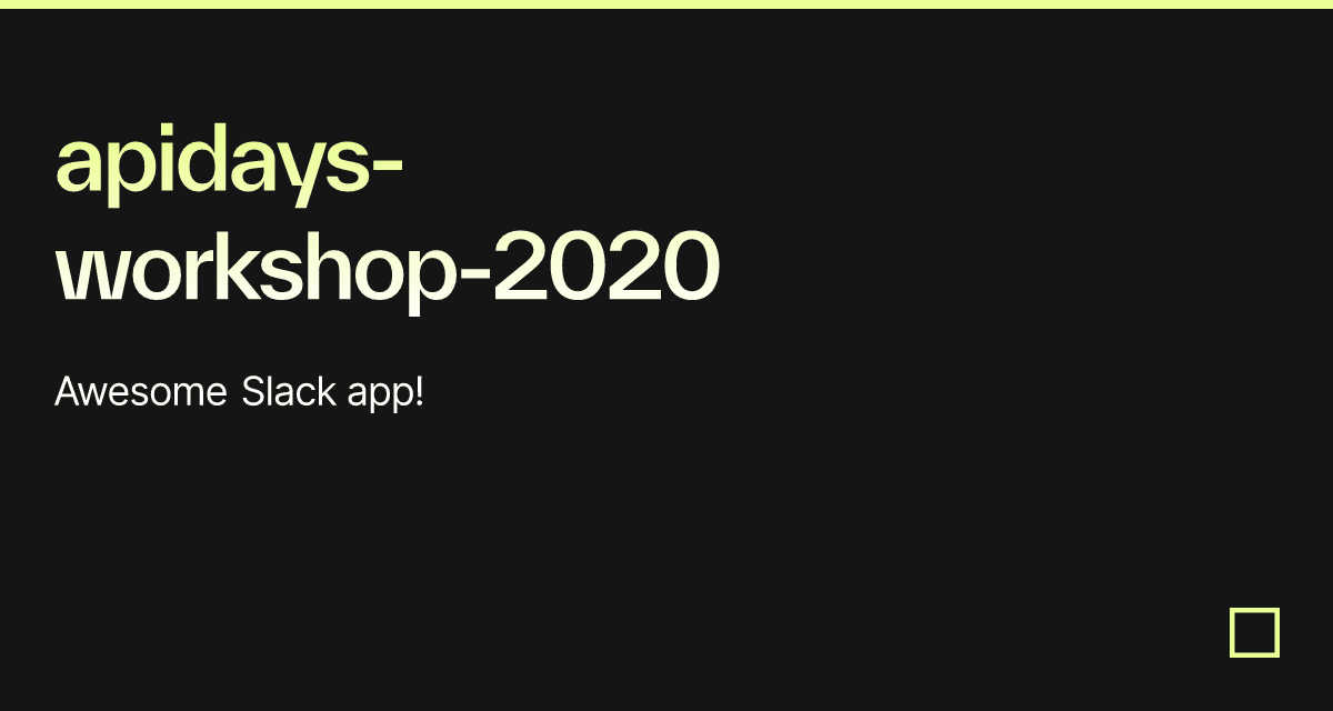 Apidays Workshop 2020 Codesandbox