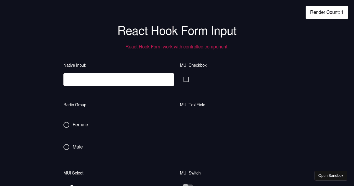 React Hook Form - RHFInput - Codesandbox