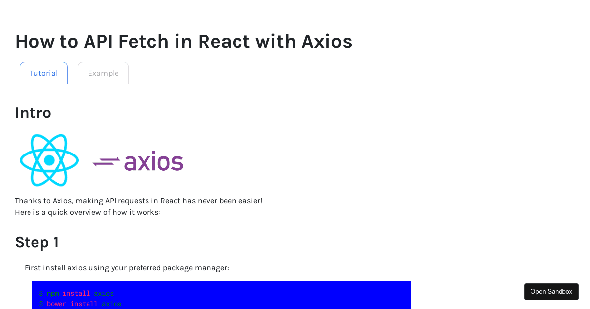axios cheatsheet (forked) - Codesandbox