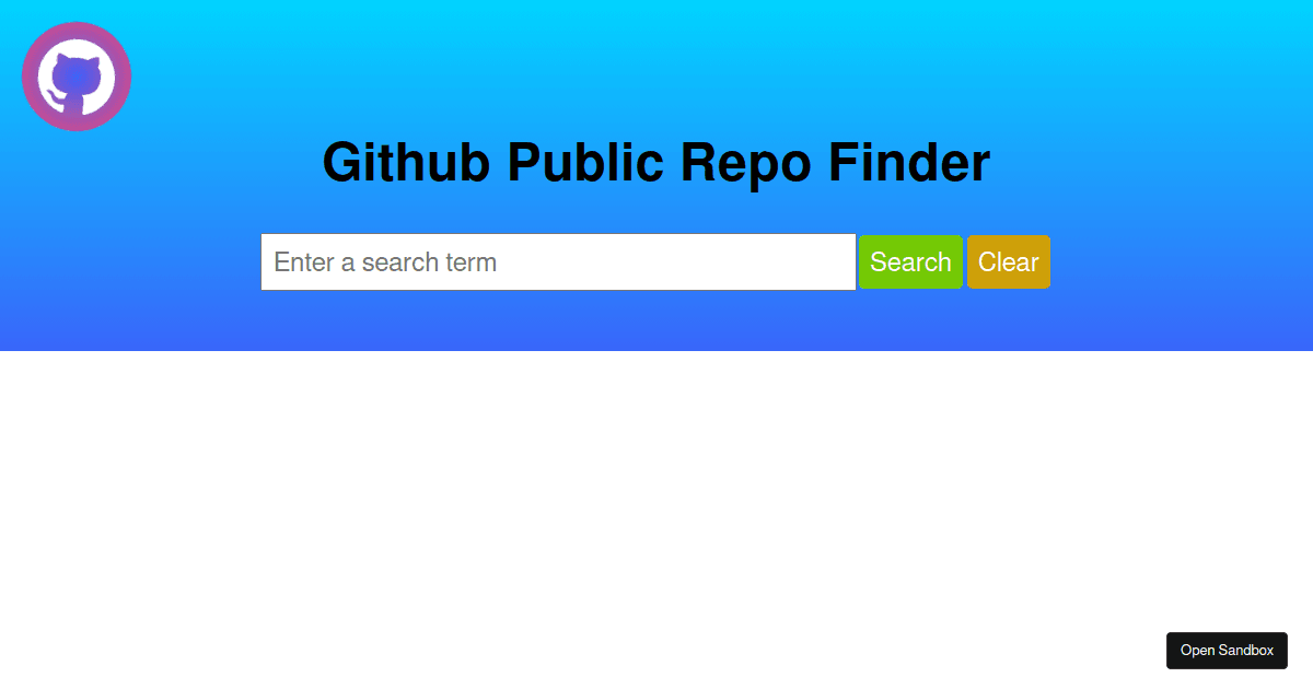 Github Public Repo Finder - Codesandbox