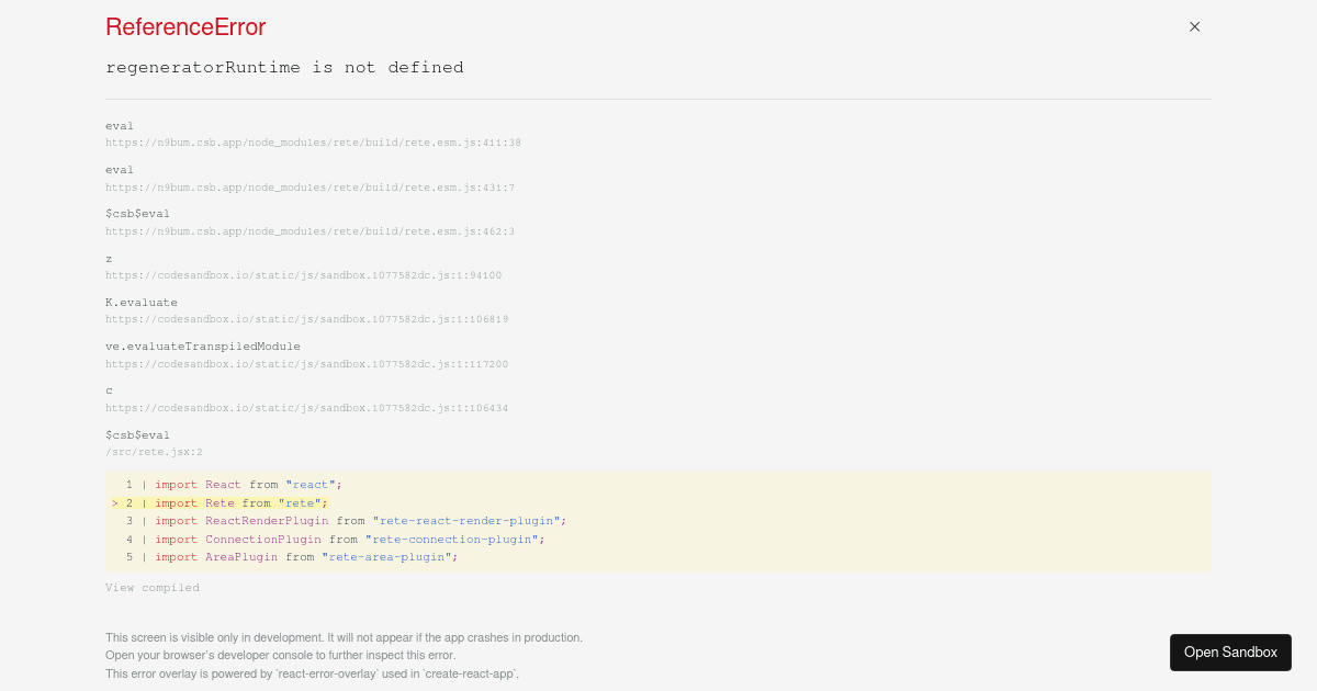 Rete.js React render - Codesandbox