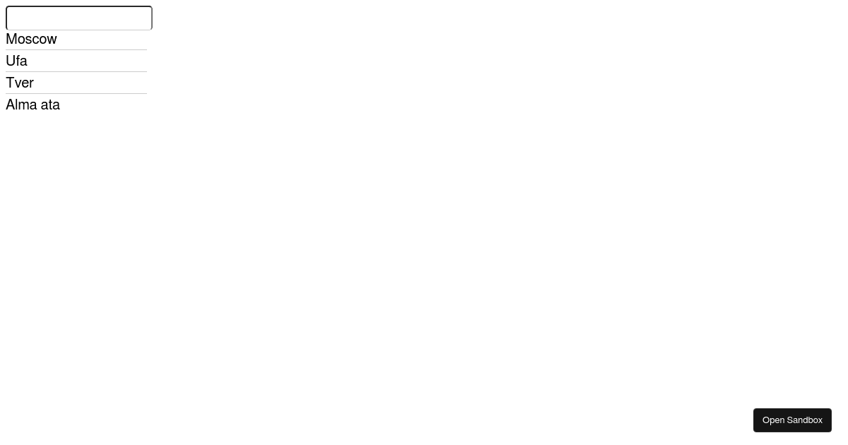 autocomplete – javascript renderer - codesandbox... React autocomplete - Codesandbox