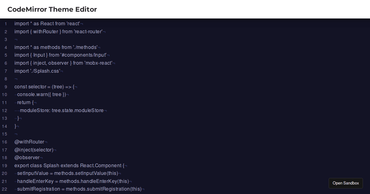 CodeMirror Theme Editor - Codesandbox