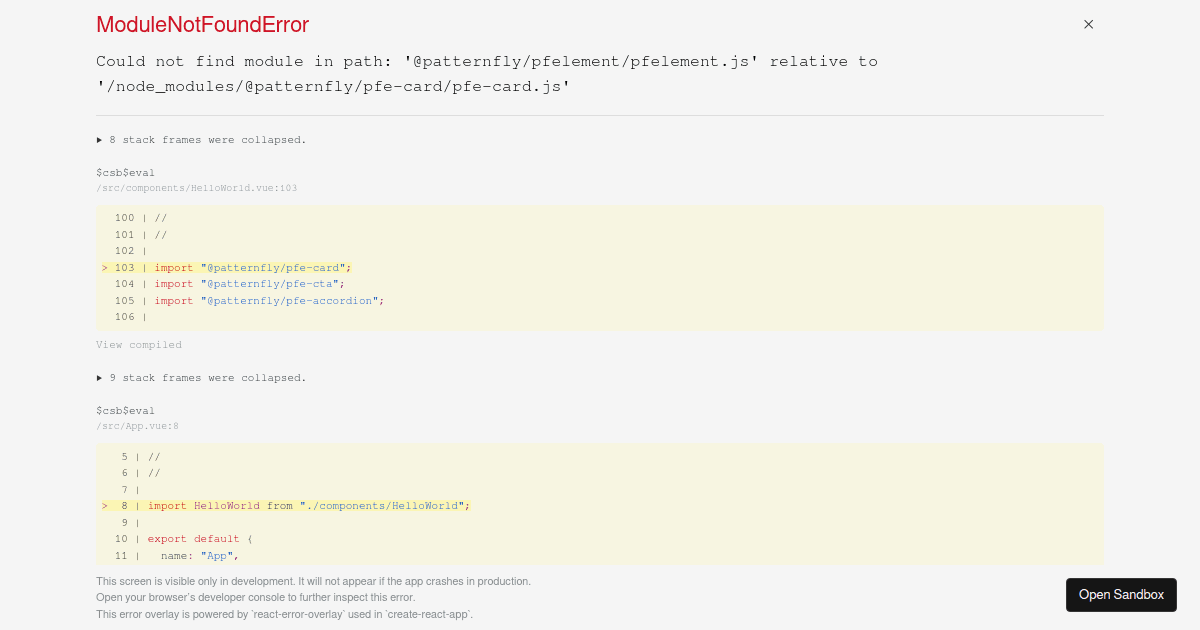 PatternFly Elements with Vue (pfe-accordion api) - Codesandbox