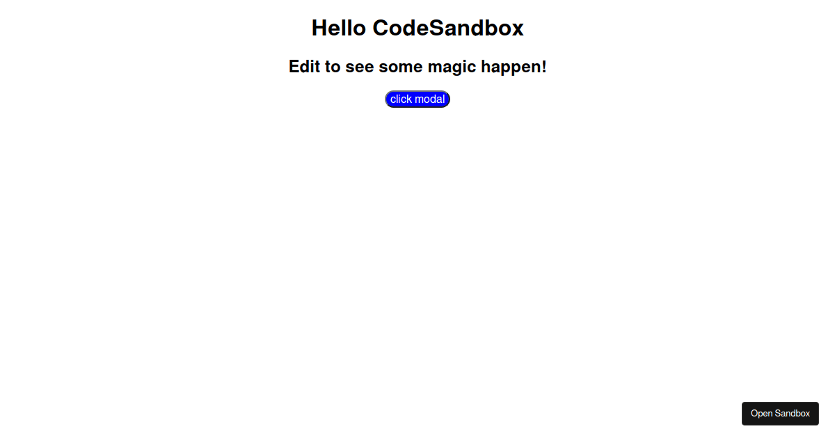 ejemplo modal con react portal - Codesandbox