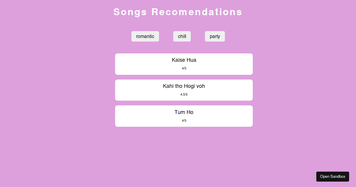 recommendation - Codesandbox