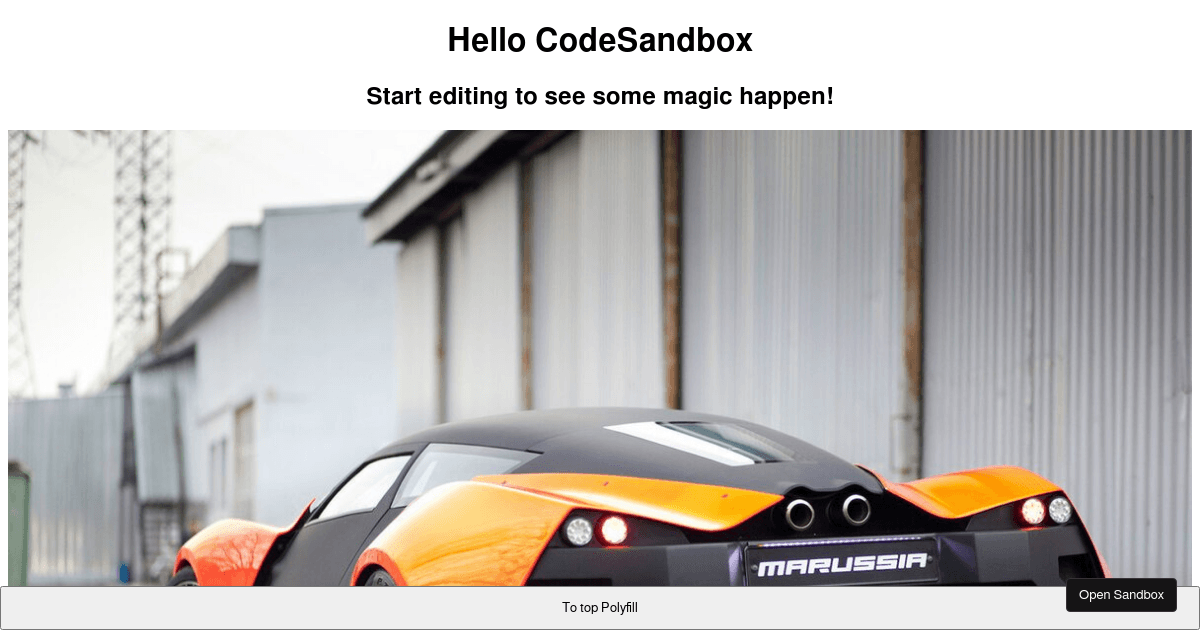 scroll to top polyfill callback - Codesandbox