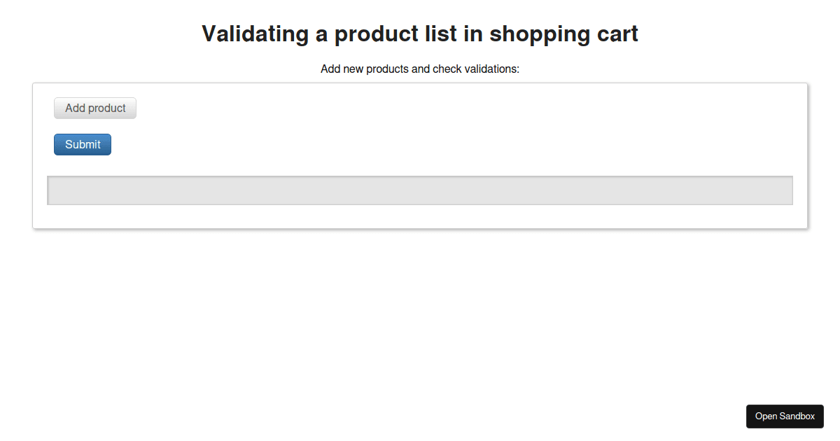 lemoncode/fonk shoppingcartarrayvalidator Codesandbox