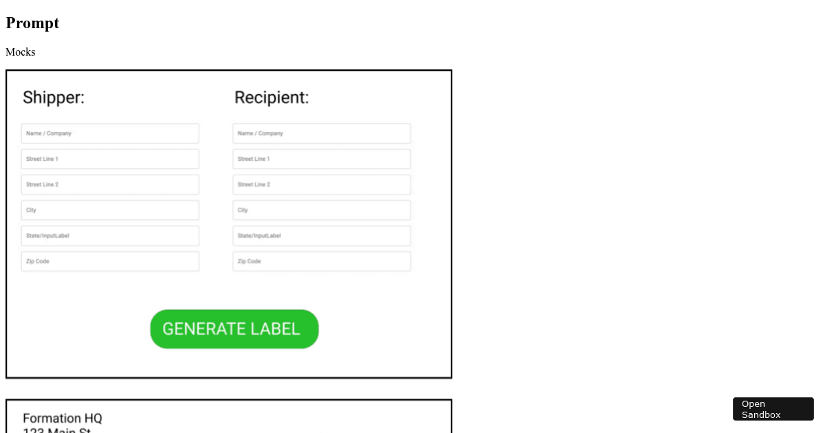 GenerateShippingLabel (forked) - Codesandbox